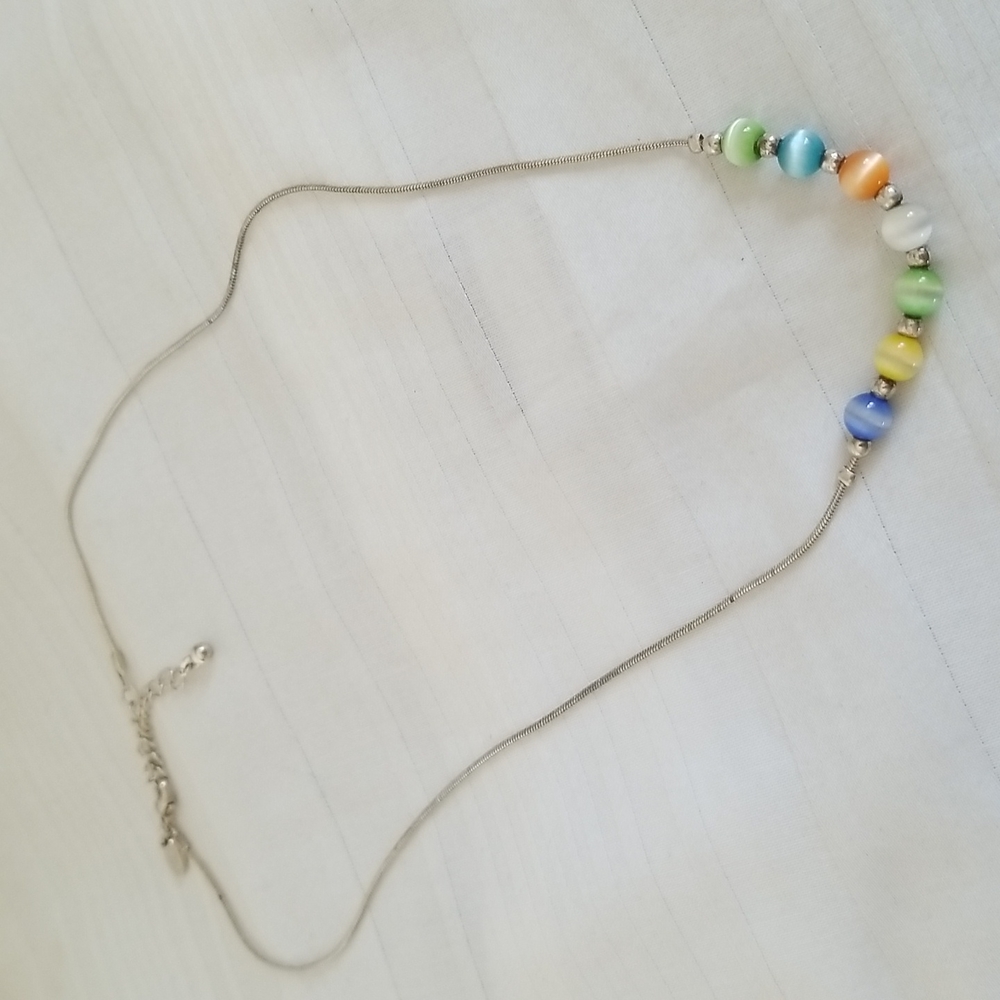 Vintage PHD Silver Glass Bead Necklace